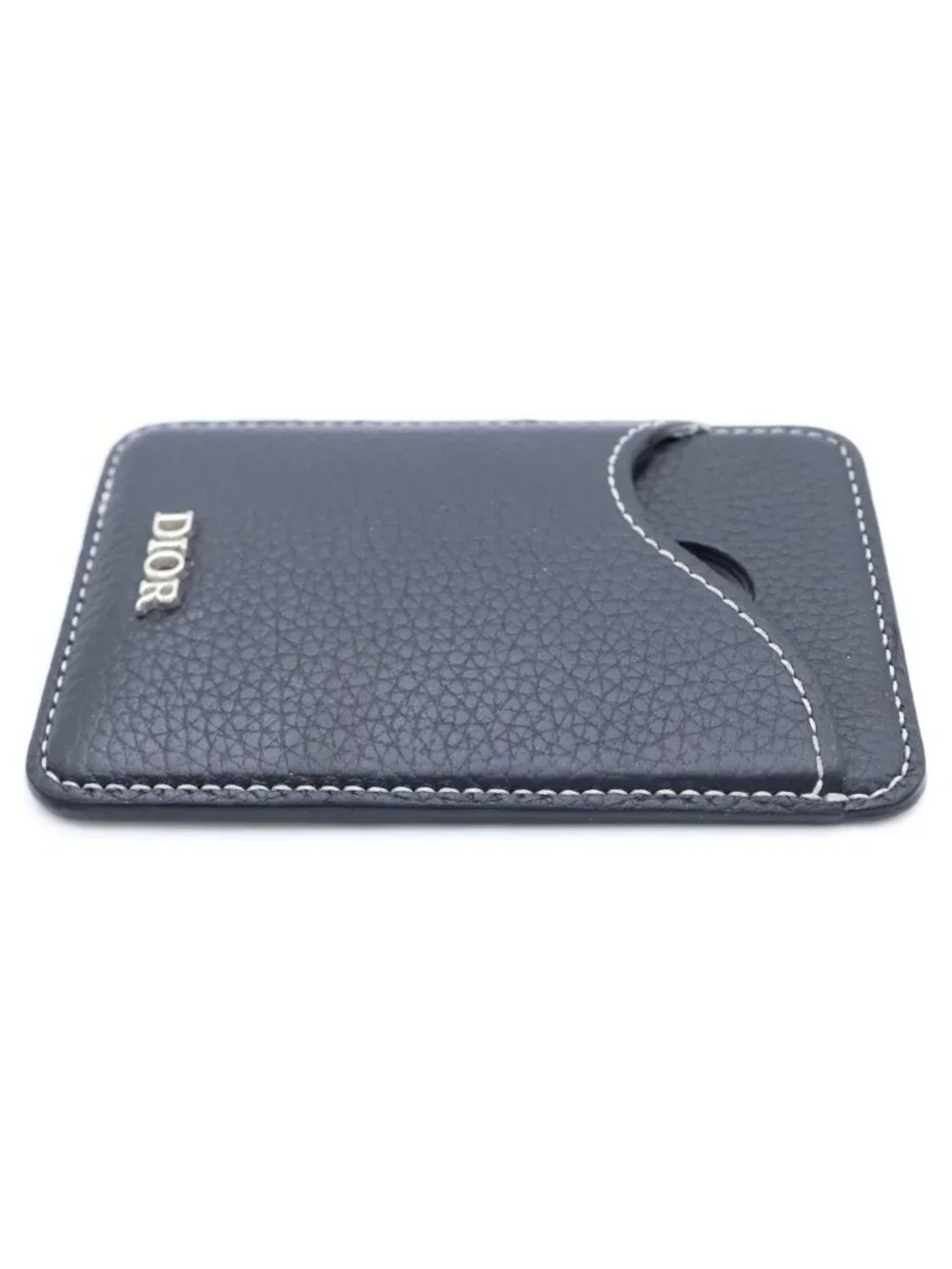 Dior Saddle Magnetic Card Holder Case Black Leather